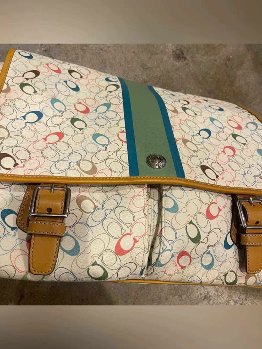 COACH Men’s Multicolor Candy Monogram Messenger Bag EUC Authentic Like New